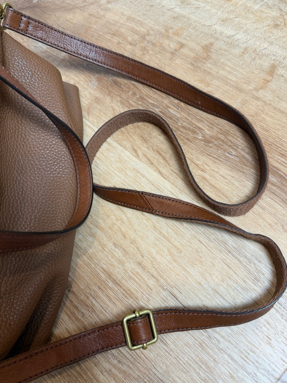 Fossil Kinley Satchel with crossbody strap Cognac Brown Pebbled Leather - Picture 11 of 16